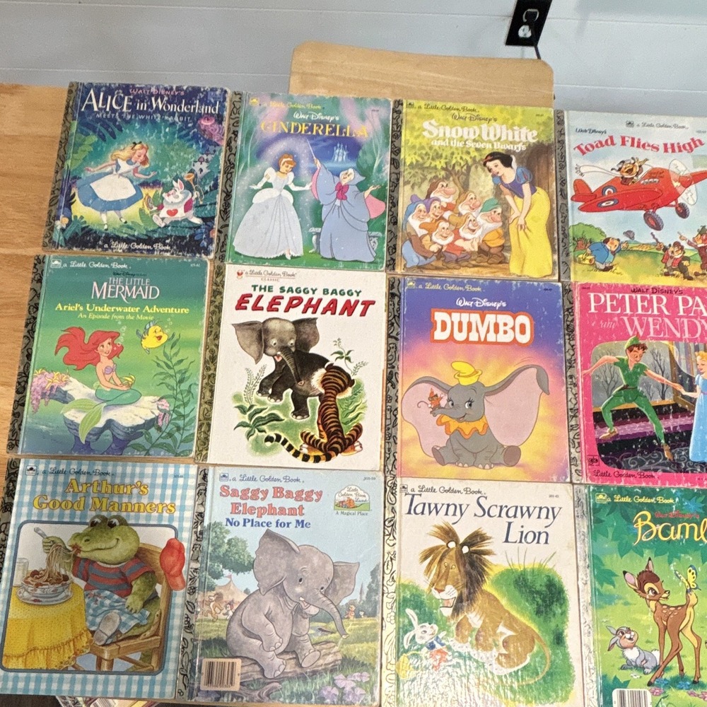Little Golden Books Walt Disney Hardcovers Lot of 12, printed in 1980s